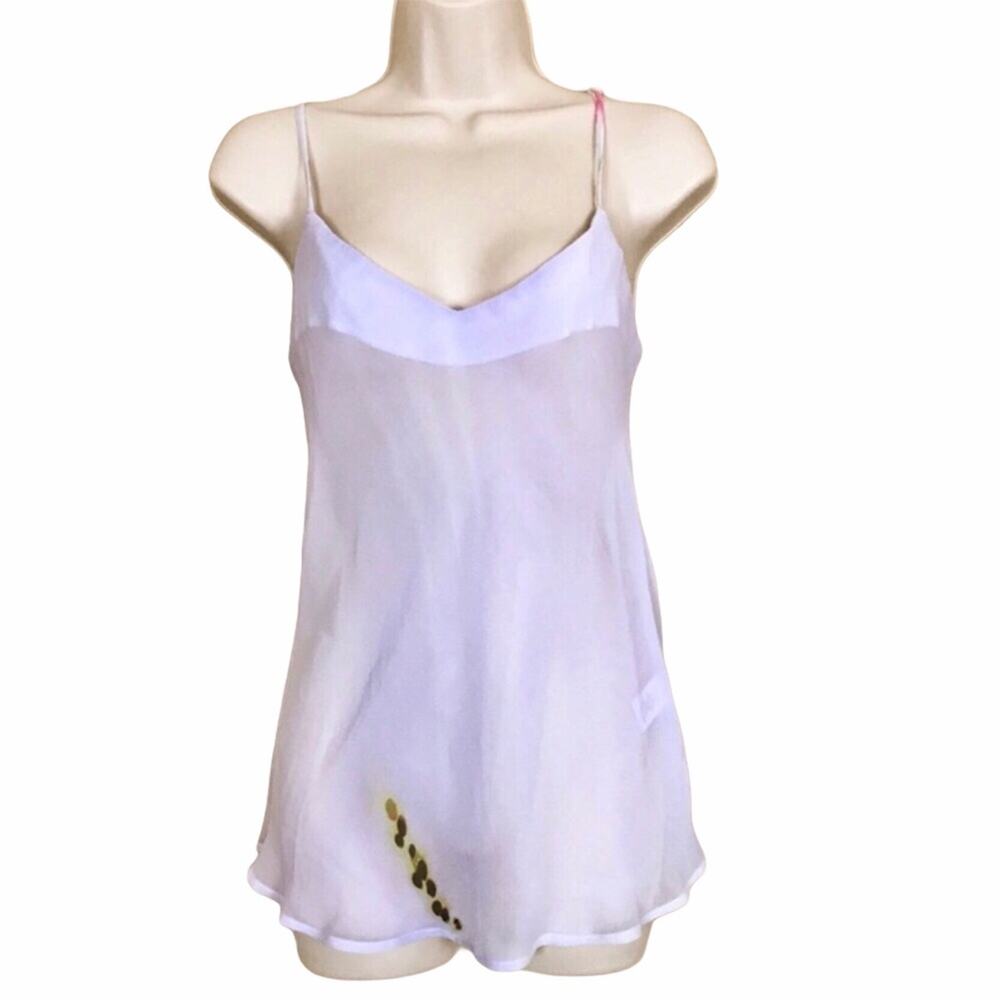 Cami Nightie NWT By Nadia Purple Pink Sexy Chiffon V-Neck Chemise Lingerie